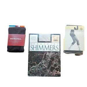 Women's Y2K Hosiery Tights Panyhose Footless Shapewear Bundle, Size S, NWT